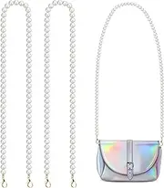[BLLREMIPSUR] 2 PCS Pearl Purse Chains with Metal Buckles, 120cm/47in Long Imitation Pearl Replacement Bag Chain Straps for Handbag Shoulder Bag Crossbody Bag Messenger Bag, White
