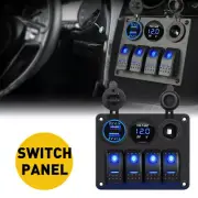 Blue Car Marine Boat 4-Gang Waterproof Circuit LED Rocker Switch Panel Breaker (for: Renault)