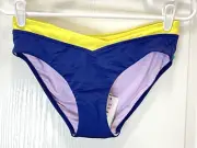 Seafolly Australia Swim Bikini Bottom In the Loop Retro V Front Pant US 8 Blue