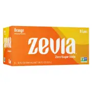 Zevia Zero Sugar Soda, Orange, 12 Oz Cans (8-Pack) – Naturally Sweetened, Zero C