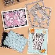 Set of 5 Nest Stitch Scalloped Rectangle Frame Cutting Dies DIY Artist Metal Cutting Dies Stencils Metal Cutting Dies, Scrapbooking Craft Paper Card Making Embossing Stencil Template 10.7X13.9cm