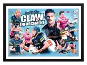 Framed 2024 Penrith Panthers NRL Premiers Poster - Nathan Cleary - 62cm x 44.5cm