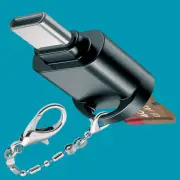 USB C Micro SD Card Reader - Metal Keychain - Black