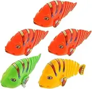 Vaguelly 5pcs Plastic Wind-up Wiggle Fish Toys, Clockwork Swinging Cartoon Fish, Assorted Colors, Fun for Kids, Develops Hand-Eye Coordination, Safe and Non-Toxic