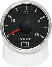 ALAGPNPMZH HD 52mm Digital Pointer Car Boat Voltmeter Auto Volt Indicator Voltage Gauge 12V/24V Car Volt Gauge 8~16V with 7 Color Backlight Voltmeter(Black Silver)