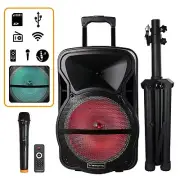 Trexonic TRX-12D 12" Portable Bluetooth PA DJ Party Speaker Tripod Stand AC/DC