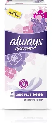 Discreet Incontinence Liners, Long Plus, 20 Pack