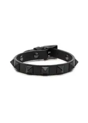 Valentino Garavani Rockstud-embellished Leather Bracelet - Black ONE SIZE