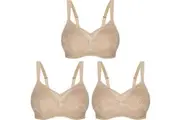 3x Triumph Lacy Wire Free Minimiser N Women Wireless Bra Beige Plus Size Bulk