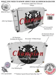 RC 2 Row 1" Tubes Radiator W/ 16" Fan and Shroud for 1983 - 1986 Mercury Marquis (for: Ford)