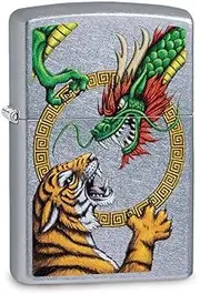 Zippo Tiger vs Dragon Zippo Street Chrome Tiger vs Dragon Lighter, Multi-Coloured, One Size