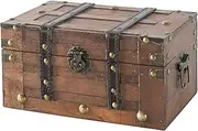 SLPR (Decorative Wooden Trunk) - Wooden Trunk Chest with Straps Decorative Treasure Box Old-Fashioned Antique Vintage Style for Birthday Parties Wedding Decoration Photo Shoots