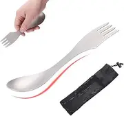 Titanium Spork and Knife, 3 in 1 Cutlery Combo Camping Utensil Portable Utility Flatware for Outdoor Camping Travel Hiking, Eco-Friendly & Reusable (2)