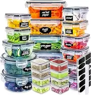 24 Pack Food Storage Containers with Airtight Lids, Meal Prep Containers, Bento Boxes for Lunch - Food Container, Freezer Containers, Fridge Organiser for Kitchen Organisation