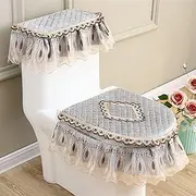 TULKUCBZBP 3pcs Toilet Seat Cover Decorative Tank Cover Purple Blue Toilet Case Bathroom Washable Closestool Seat Cover Toilet seat(Light Grey)