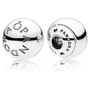 Pandora Sterling Silver Pandora Logo Open Bangle Caps