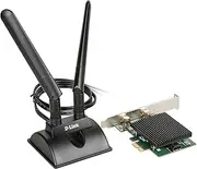 D-Link DWA-X3000 AX3000 Wi-Fi 6 PCIe Adapter with Bluetooth 5.1 MU-MIMO, Dual Band, Magnetic 5dBi Extension Antenna Base, Advanced Heat Sink, Supports Windows 10, Black