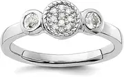 [Stackable Expressions] 925 Sterling Silver Bezel Polished Prong set Stackable Db Round White Topaz and Dia. Ring Size 5-Stackable-Ring for Women