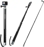 REYGEAK Ultra Long Selfie Stick for GoPro Hero 11/10/9, Insta 360, OSMO Action Camera, Extendable at 3 Lengths 22" 47.2" 106" Carbon Fiber Lightweight Pole Monopod (106 inches(270 CM))