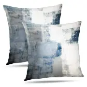 Blue and Grey Throw Pillow Covers 20x20 Teal, 2 Pack Square Decorative Pillow...