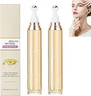 Roller Retinol Eye Serum, Under Eye Cream with Retinol Massage Ball, Visibly Reduce Puffiness and Under Bags, Lightening Dark Circles and Fine Lines, Effectively Removing Wrinkles (2pcs)