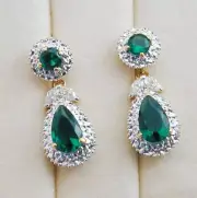 Camrose & Kross JBK Jackie Kennedy Faux Emerald & Diamond Earrings Convertible N