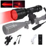 800 Yards Red Light LED Flashlight Torch Scope Mount Coyote Hog Varmint Hunt US