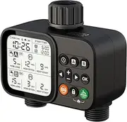 2 Zone Sprinkler Timer, Smart Programmable Hose Water Timer with Auto Rain Delay, 5 Separate Program, 3.3“ Large LCD Display Digital Irrigation for Plant, Yard, Lawns, Outdoor