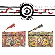 Leather Make Up Vanity Case Australia Aboriginal Art Souvenir Kangaroo Flowers