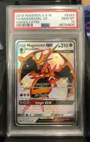 PSA 10 GEM MT - NAGANADEL GX Card SV63/SV94 Pokemon TCG Hidden Fates Shiny Vault
