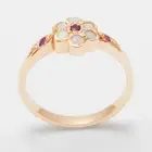 Solid 18k Rose Gold Natural Ruby & Opal Womens Cluster Ring - Sizes 4 to 12