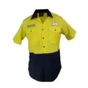 South Sydney Rabbitohs NRL Hi Vis Button up Work Shirt Yellow