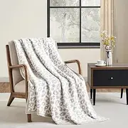 CREVENT Ultra Soft and Plush Reversible Microfiber Throw Blanket for Couch Sofa and Bed (127x152cm Leopard Beige)