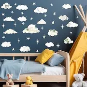3D Acrylic Mirror Wall Stickers Cloud Star Wall Decor Sliver Mirror Stickers Removable DIY Art Mural Cloud Decorations Adhesive Acrylic Decals for Nursery Kids Bedroom Baby Room Decor