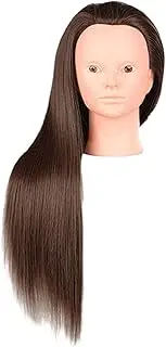 Perfk Mannequin Head for Hair Practice, Synthetic Fiber Long Hair Tool for Stylists, Brown without Makeup