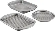 [Circulon] Total Bakeware Nonstick Toaster Oven & Personal Pizza Pan Baking Set, 4-Piece