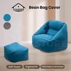 Viviendo Bean Bag Chair Armrest Ottoman Lounger Cover Lazy Sofa Blue Adults Kids