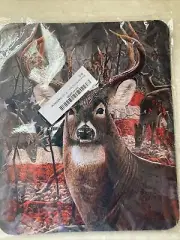Deer Mouse Pad Computer Mat Buck Deer With American Flag NEW 9.5 X 8”