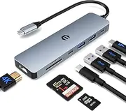 USB C Hub,TOTU 7-in-1 Hub Add HDMI, USB-C DP, USB 3.0 Ports, SD/TF Card Readers Plus 100W Charging, Wonderful for Your USB-C Laptop