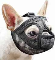 Mayerzon Short Snout Dog Muzzle for French Bulldog with Full Pant Design to Prevent Eating Biting, Soft Mesh Dog Muzzle for Shih Tzu Pug English Bulldog for Grooming Walking, Allow to Drink and Feed