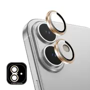 ZUSLAB Apple iPhone 16 Camera Lens Protector, 9H Tempered Glass Camera Cover Screen Protector Metal Individual Ring (2024) - Gold