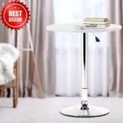 Bar Table, Metal Adjustable, Round Coffee Dining Table, 360° Swivel, White, Indo