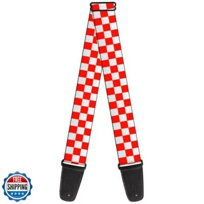 Buckle-Down Guitar Strap Checker Red White 2 Inches Wide (GS-W30312)