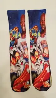 Custom Jordan Space Jam Dry Fit socks gamma laney oreo III IV V high
