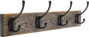 Ibosins Wall Mounted Coat Rack, Entryway Hanging , Metal Wood Rack with 4 Black