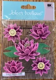 RARE Jolees PINK Lotus FLOWERS Yellow 3D Wedding Card Making Scrapbook Stickers