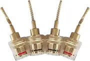 Gold Plated 4mm Banana Female to 2mm Pin Connector HiFi Cable Adapter Plug, 4PCS