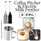 Kitchen Tool Mini Foamer Milk Frother Egg Beater & Coffee Pitcher with art pen