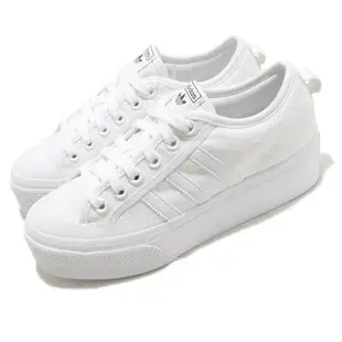 adidas 休閒鞋 Nizza Platform W 白 全白 厚底 增高 女鞋 帆布 愛迪達 FV5322