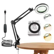 64 LED USB 10X Magnifying Desk Lamp with Clamp, Desk Hands-Free Lighted Magni...